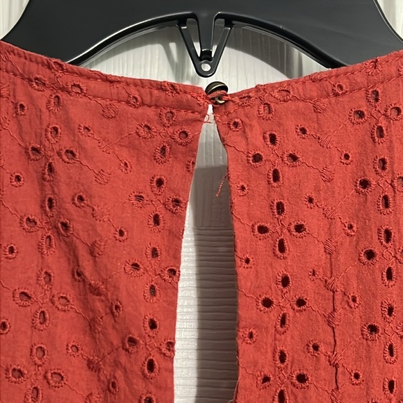 Knox Rose Ruffle Sleeve Eyelet A-Line Mini Dress - Desert Red - Size XS - Picture 6 of 8